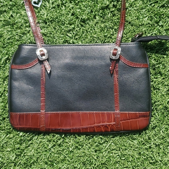Brighton Black & Red Leather Shoulder Bag - Picture 1 of 12